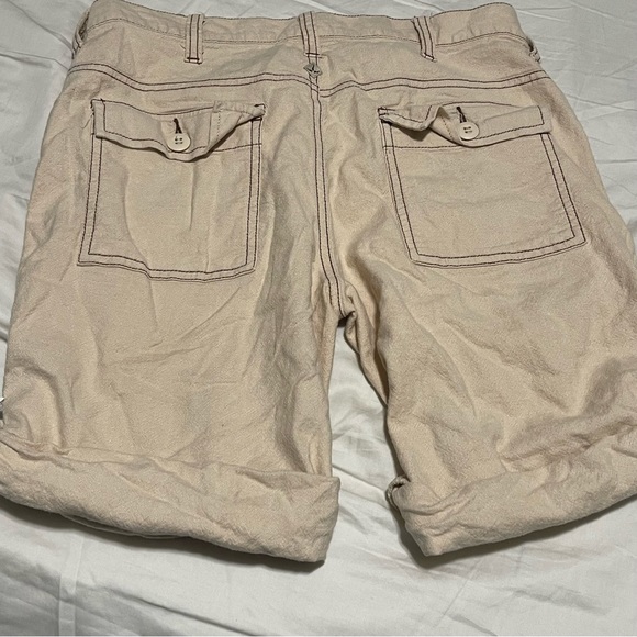 Prana ivory rollup cargo long hiking cotton linen shorts S - Picture 5 of 8